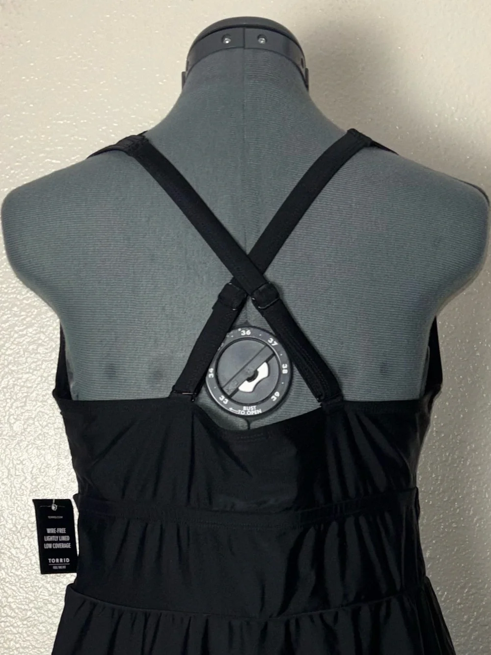 NWT TORRID Wireless Black Swim Dress with Brief woman's size 1X Deep v- neckline - Picture 15 of 16